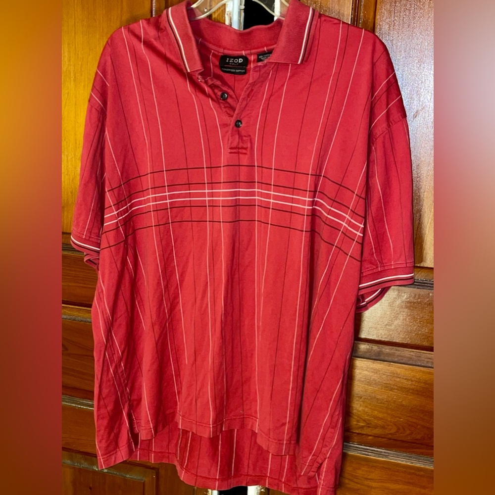 Men’s IZOD Golf Red Stripe Polo. Size XL